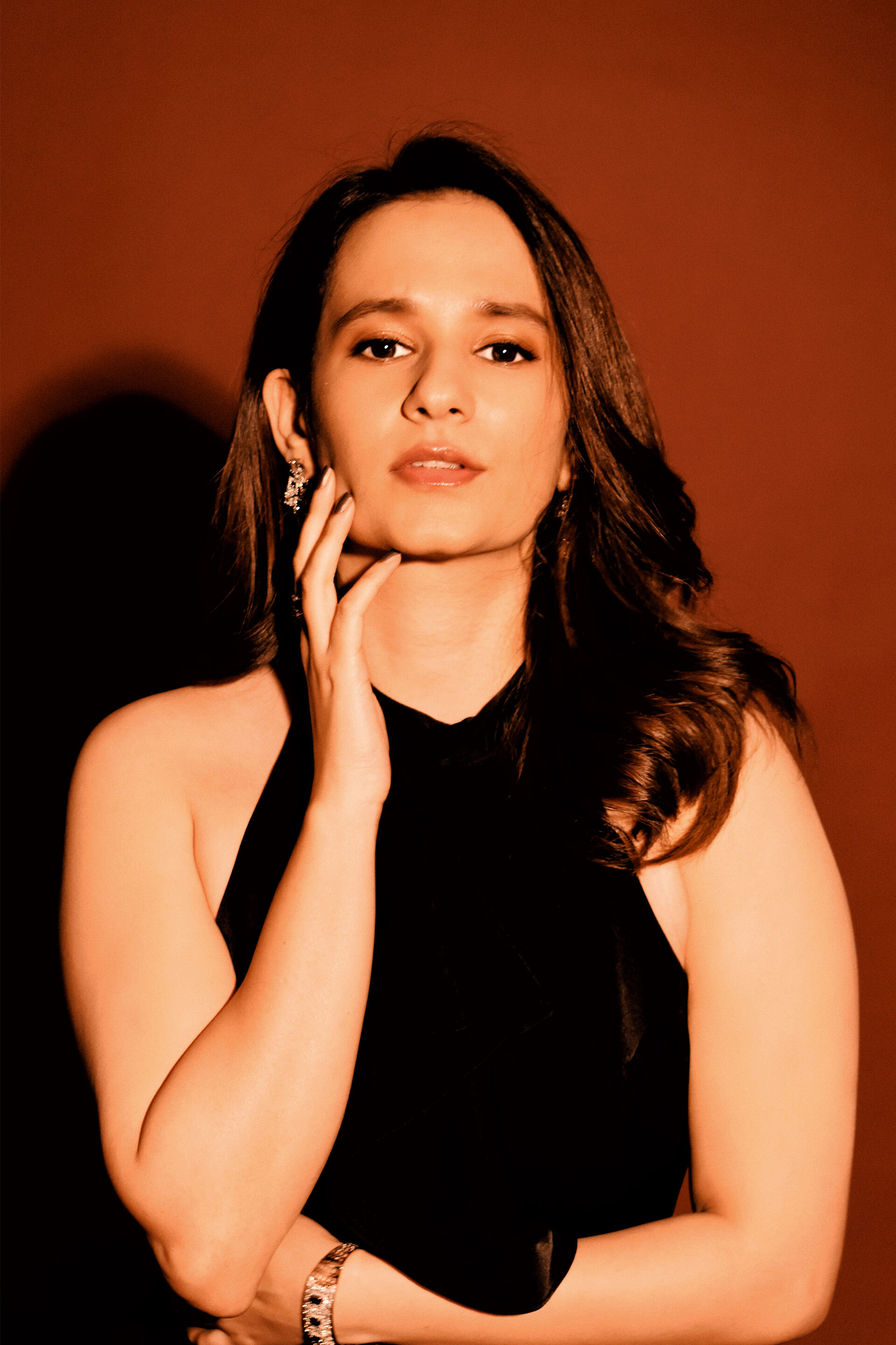 Ruffle Royale Satin Dress, Black, image 6